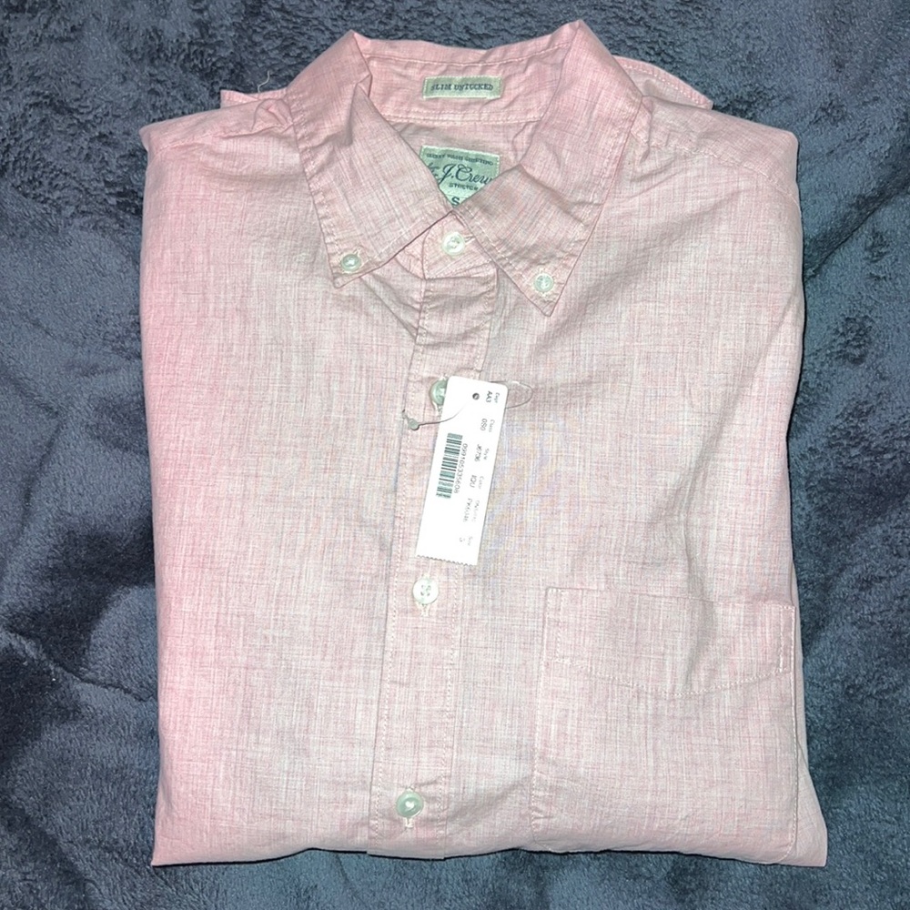 J-Crew Slim Untucked Pink Oxford Dress Shirt, Size Small, Brand New with Tags.